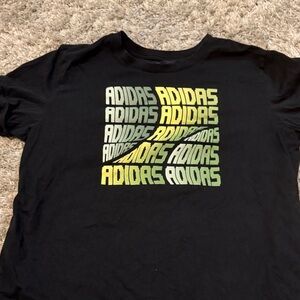 Adidas Kids Black Tee with Yellow Gradient Logo